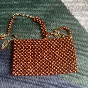 Brown Beaded Cross Body Bag